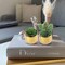 Set of 3 Mini Artificial Succulents in Gold Ceramic Pots – Realistic Faux Small Potted Plants for Modern Home Decor, Office Desk, Bathroom & Shelf Decoration